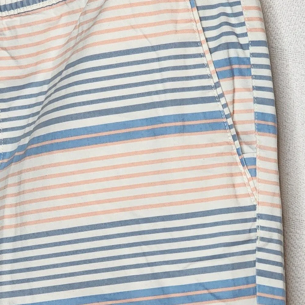 George Peach Blue Striped Casual Cotton Lyocell Span Tie Waist Short Sz XL 40-42
